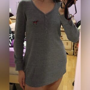 Pink Victoria's Secret Gray Christmas Sleepwear Dress